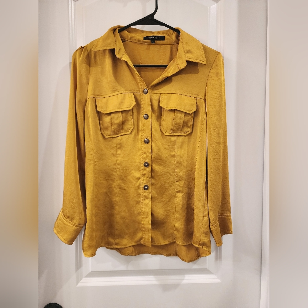 Nanette Lepore Mustard Yellow Silk Blouse